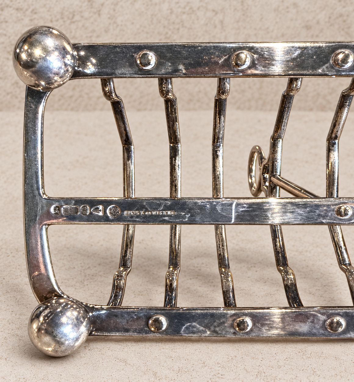 Stan Knights 1940's Heavy Silver Nickel Toast Rack