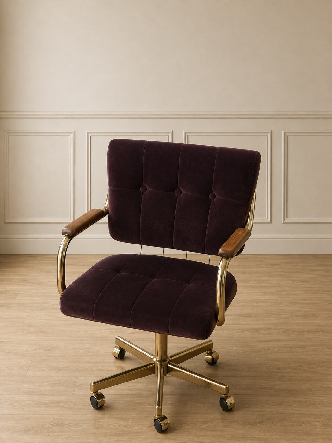Plum Velvet Swivel Chair, Pair Available