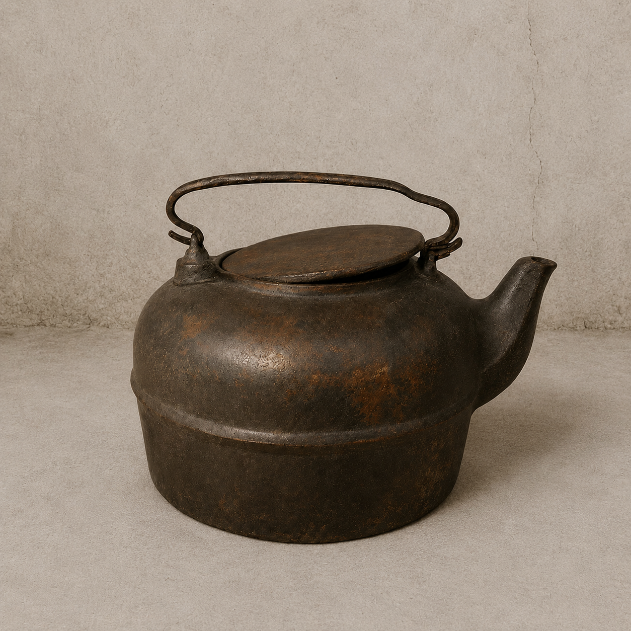 Vintage Primitive Cast Iron Tea Kettle with Lid