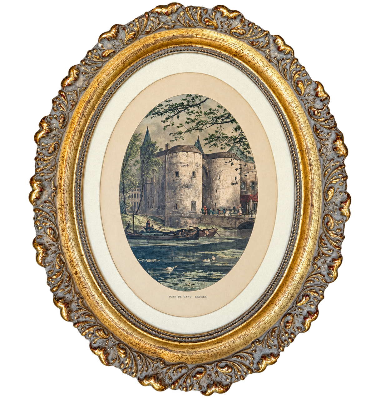 Port De Gand, Bruges, Belgium in Ornate Gold Frames