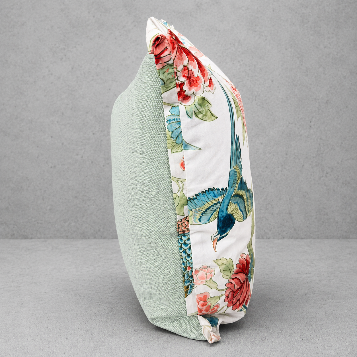 Chinoiserie Floral Bird Pillow, 21"x21"
