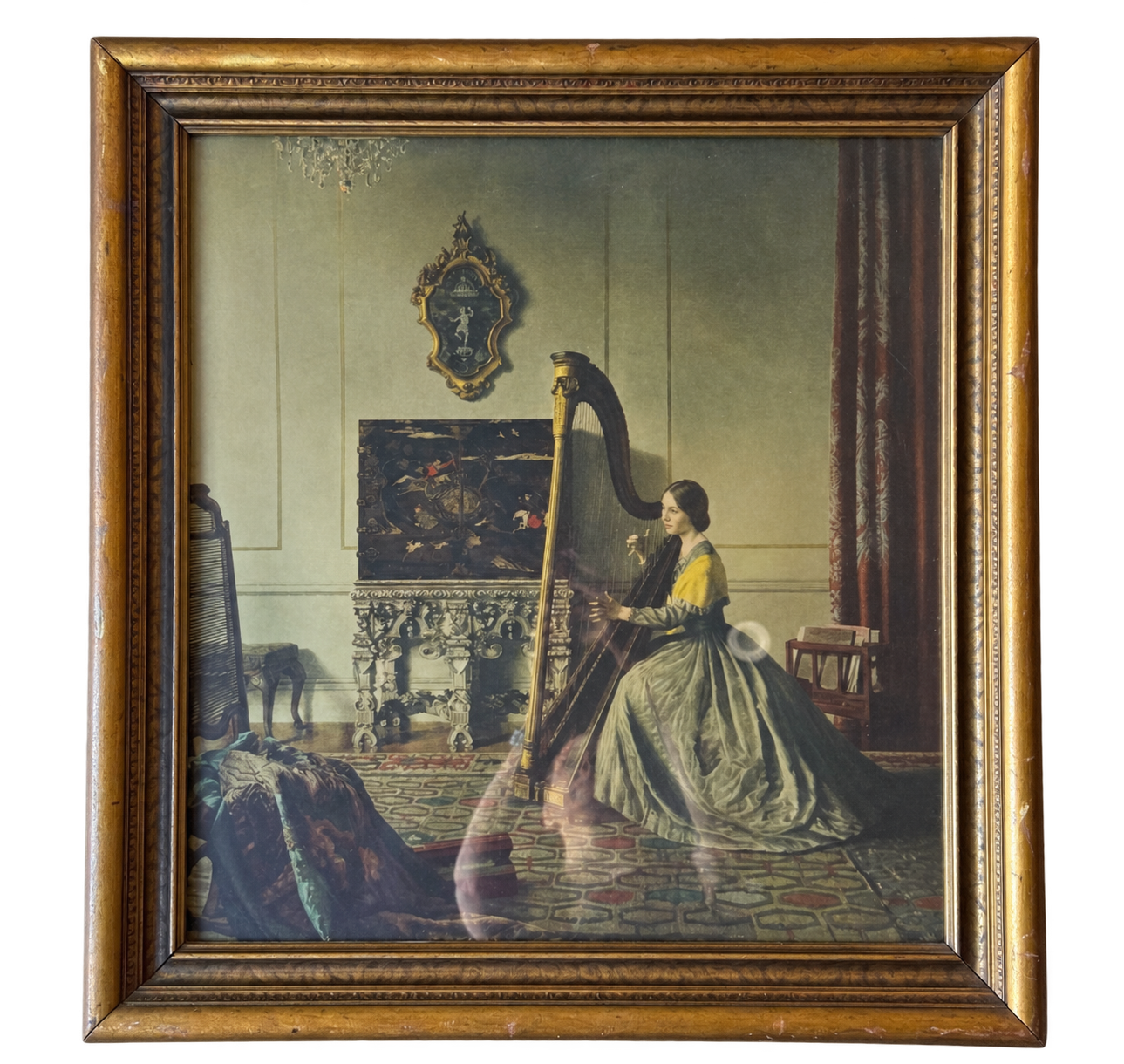Lady with Harp by British Artist Leonard Campbell Taylor