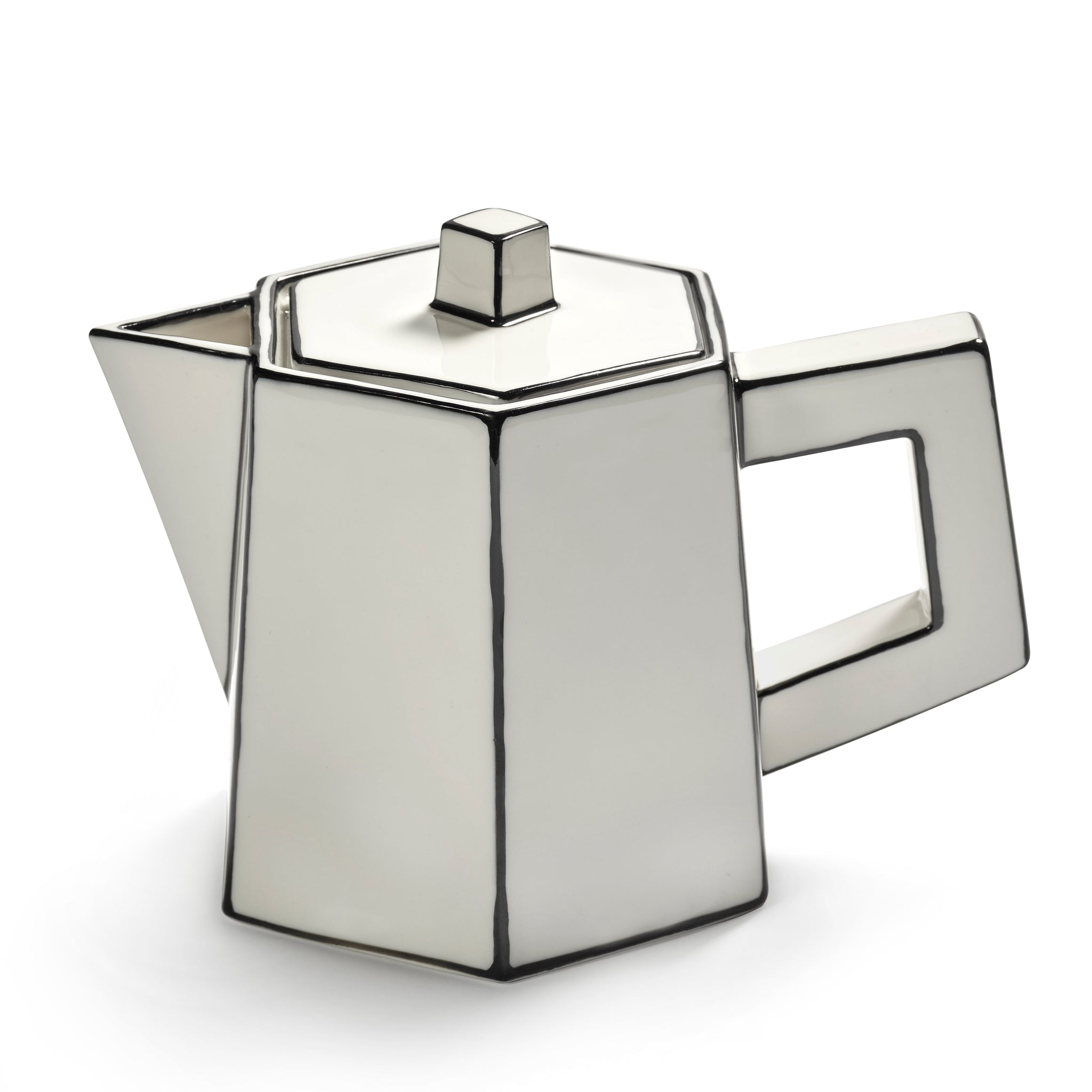 TEA POT WHITE/BLACK CARTE BLANCHE