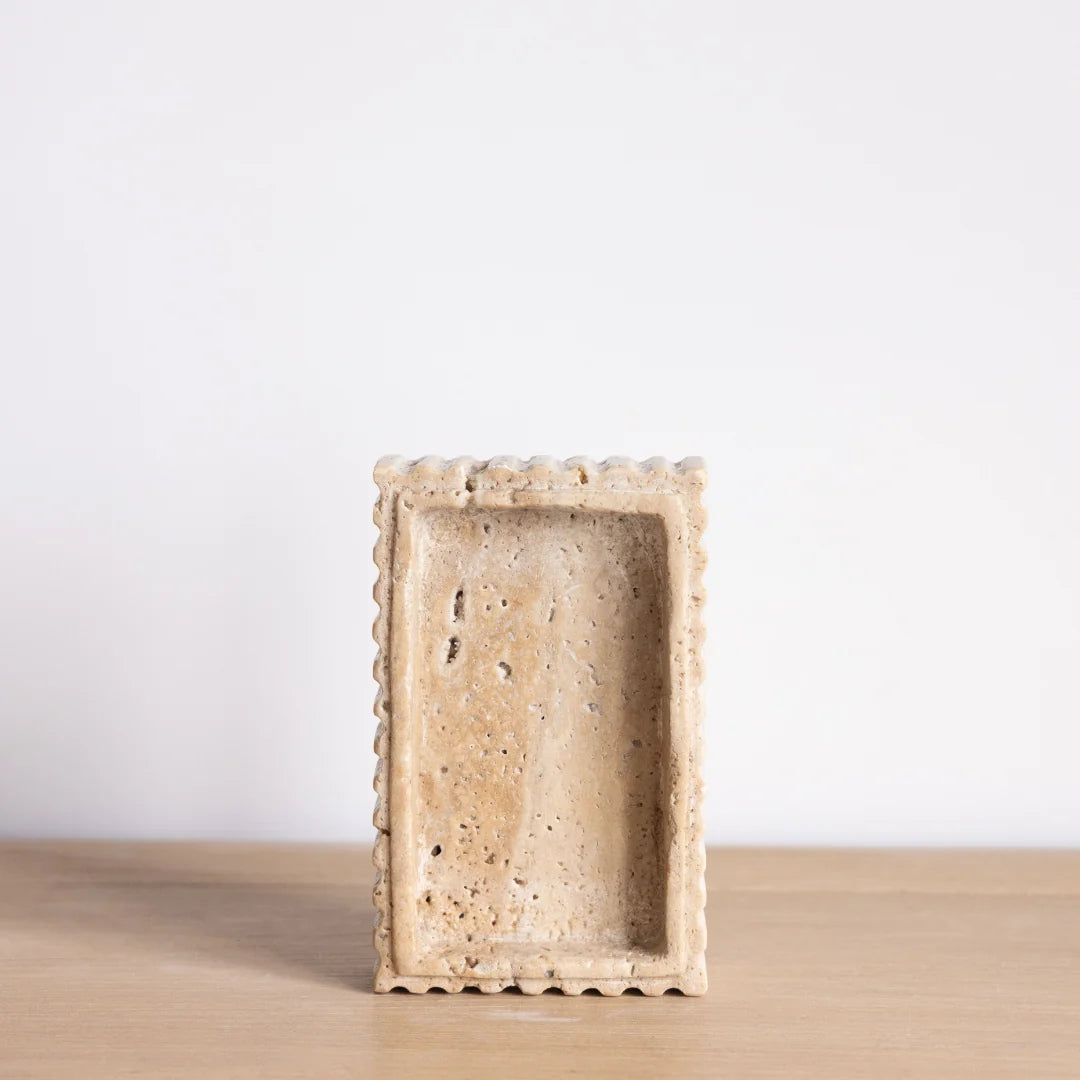 Beige Travertine Rough Edged Rectangle Tray