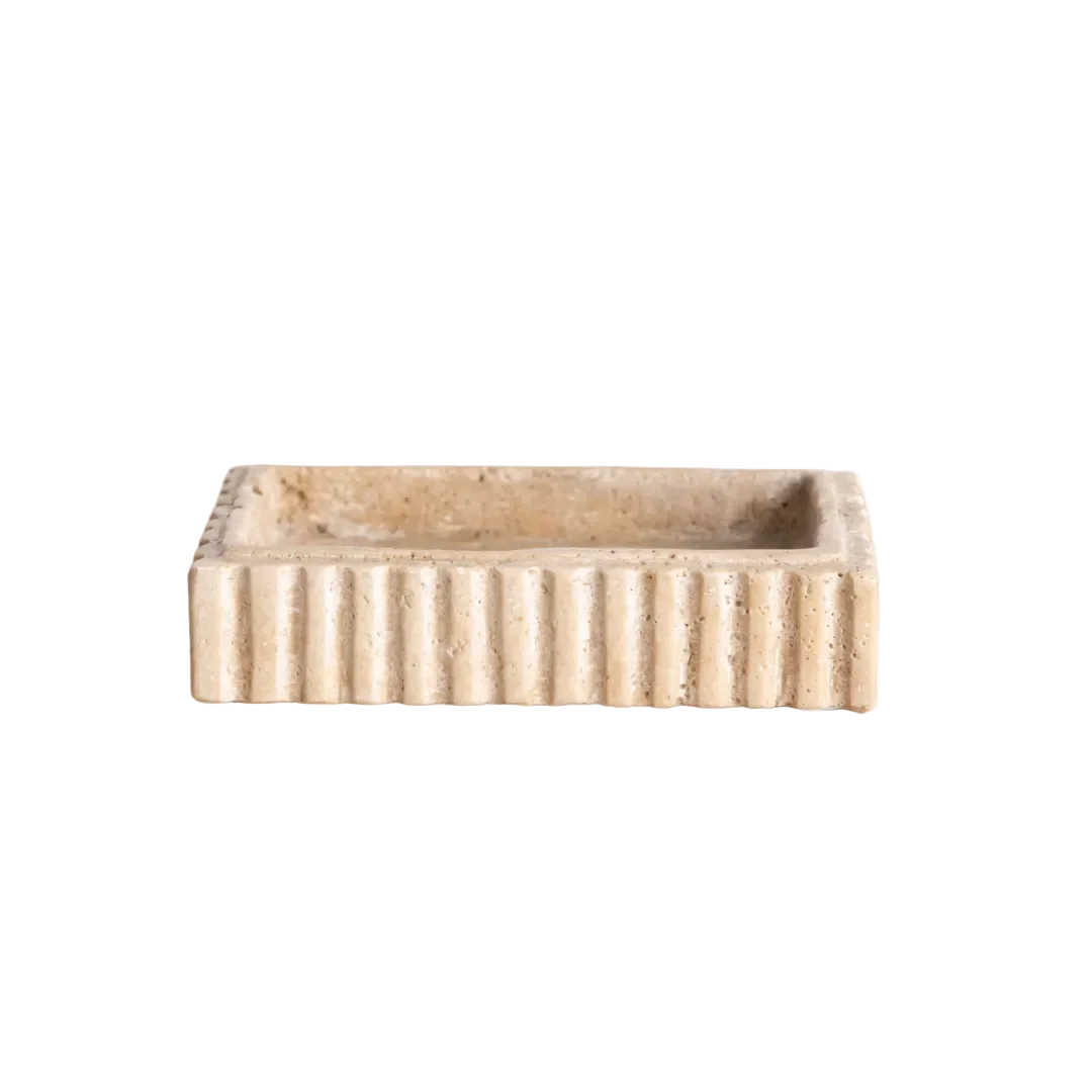 Beige Travertine Rough Edged Rectangle Tray
