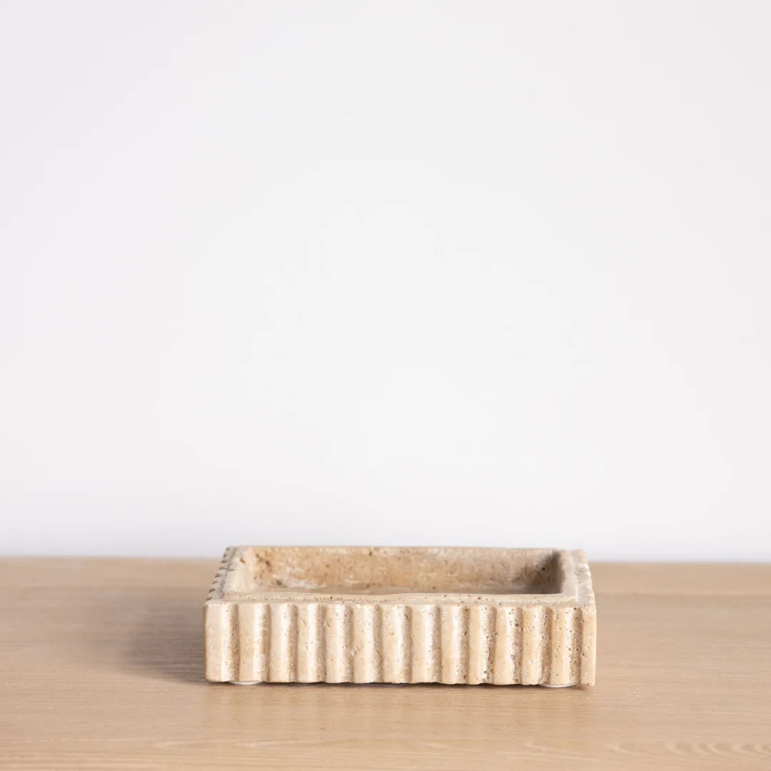 Beige Travertine Rough Edged Rectangle Tray