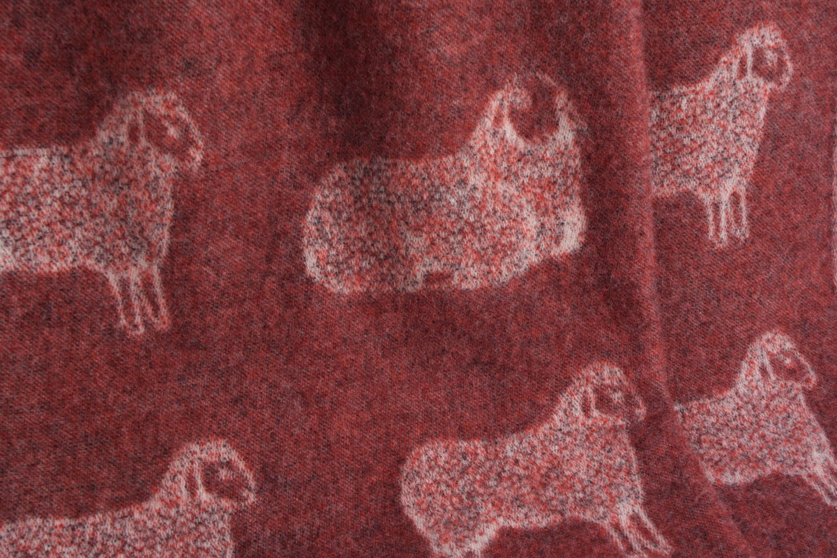Burgundy Sheep Wool Throw