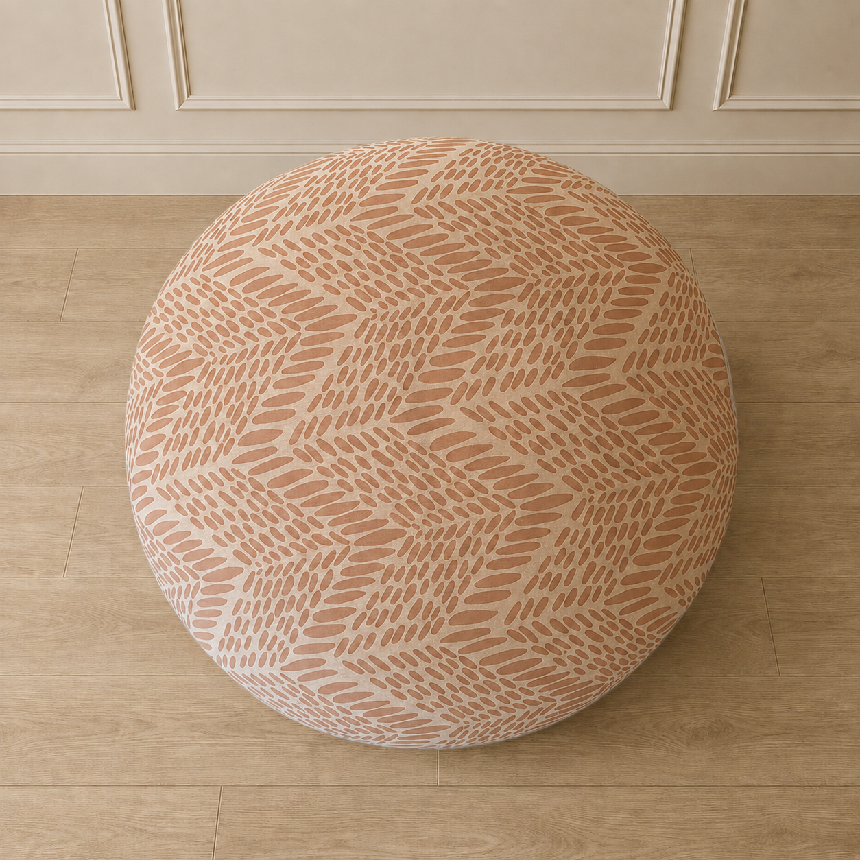 Vintage Round Ruffled Skirted Ottoman Pouf on Casters
