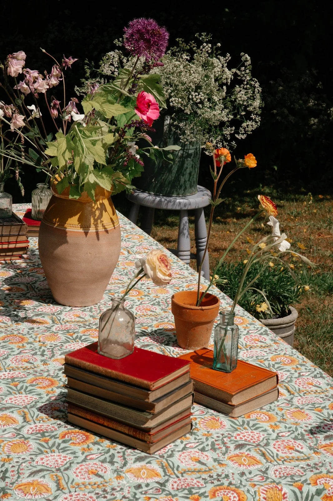 Green, Red and Yolk Floral Tablecloth, 3m