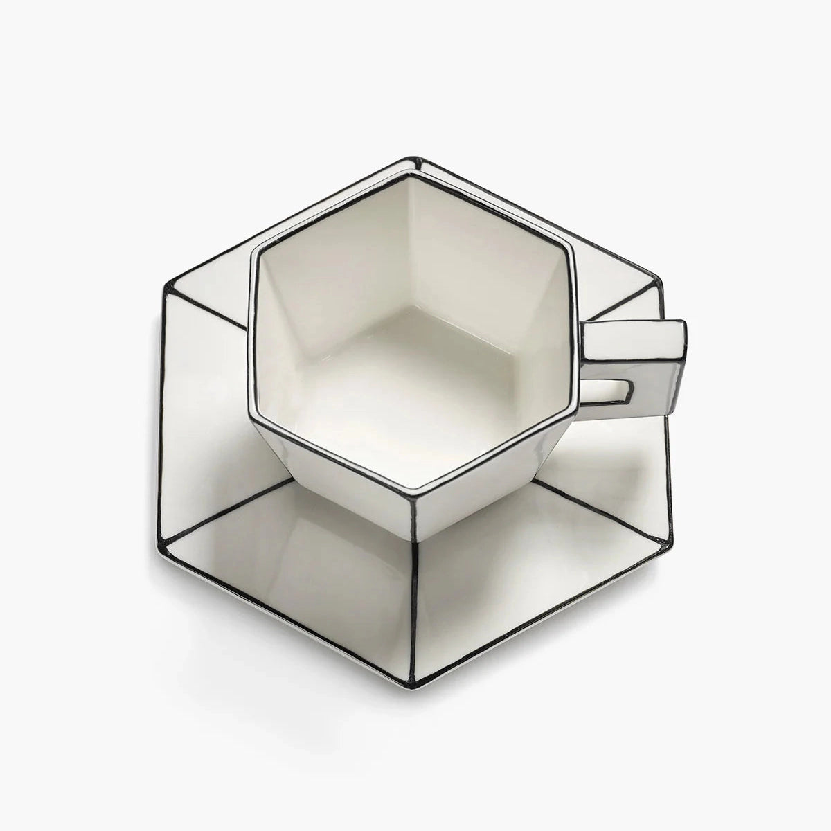CAPPUCCINO CUP + SAUCER WHITE/BLACK