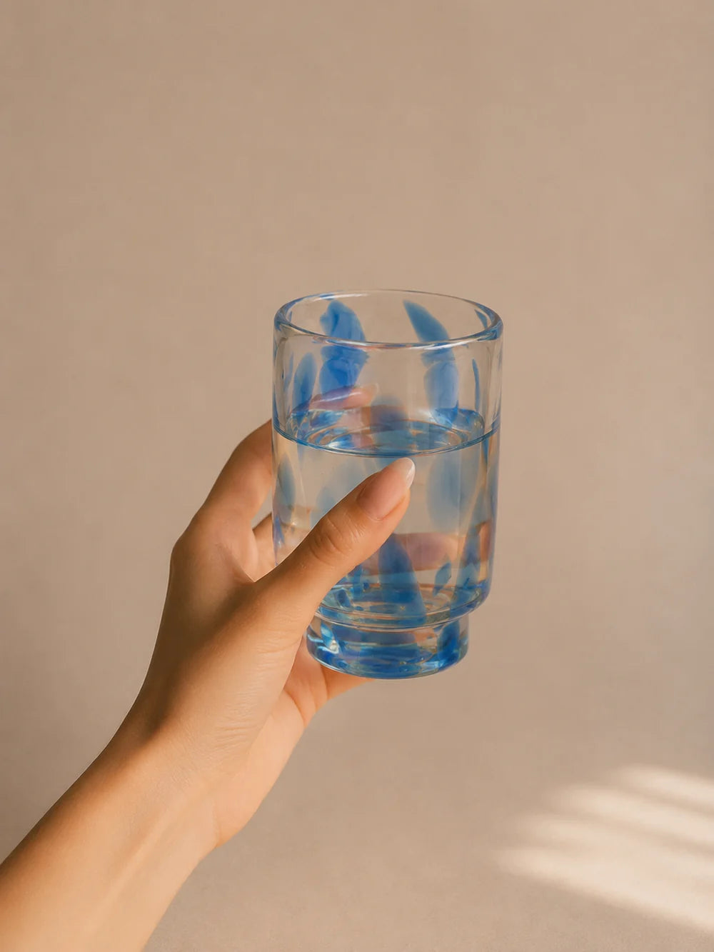 Frida Tall Stackable Glass Blue & Clear