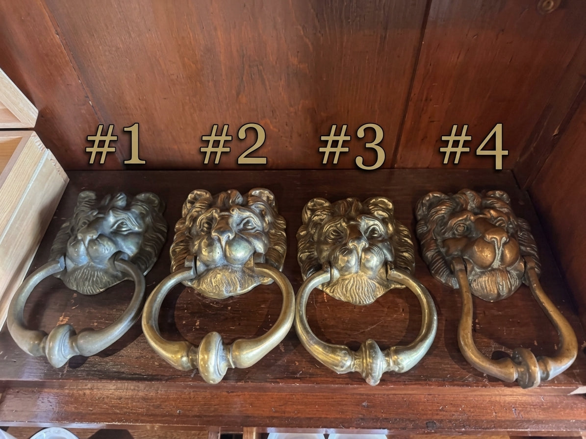 Four Vintage Solid Brass Lion Head Door Knockers