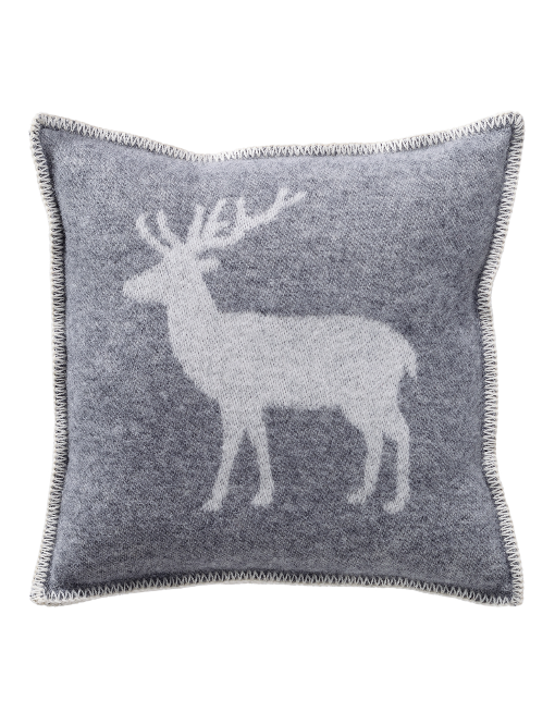 Deer Grey Wool Cushion Throw