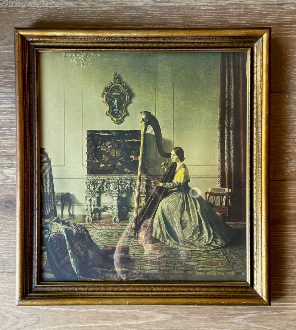 Lady with Harp by British Artist Leonard Campbell Taylor