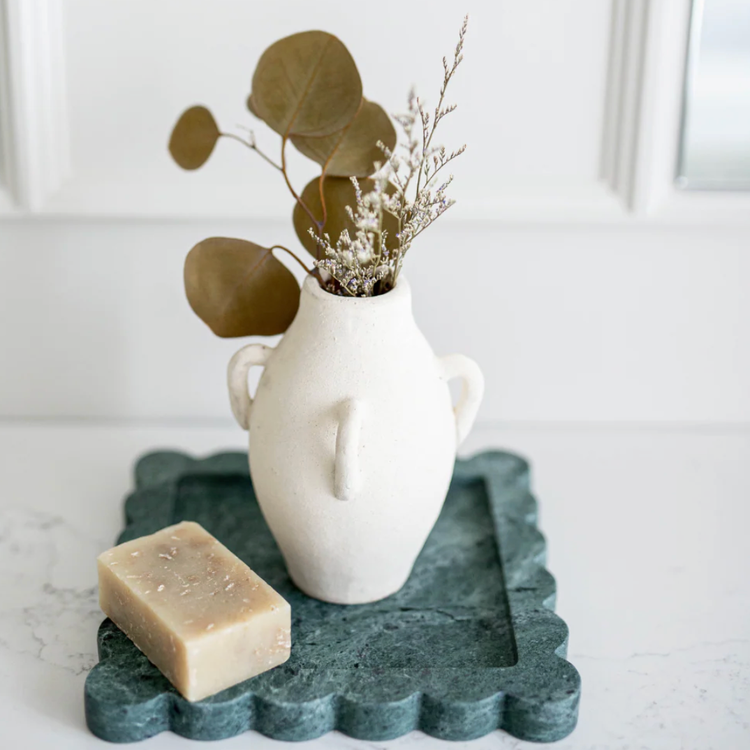 Emerald Scalloped Marble Tray