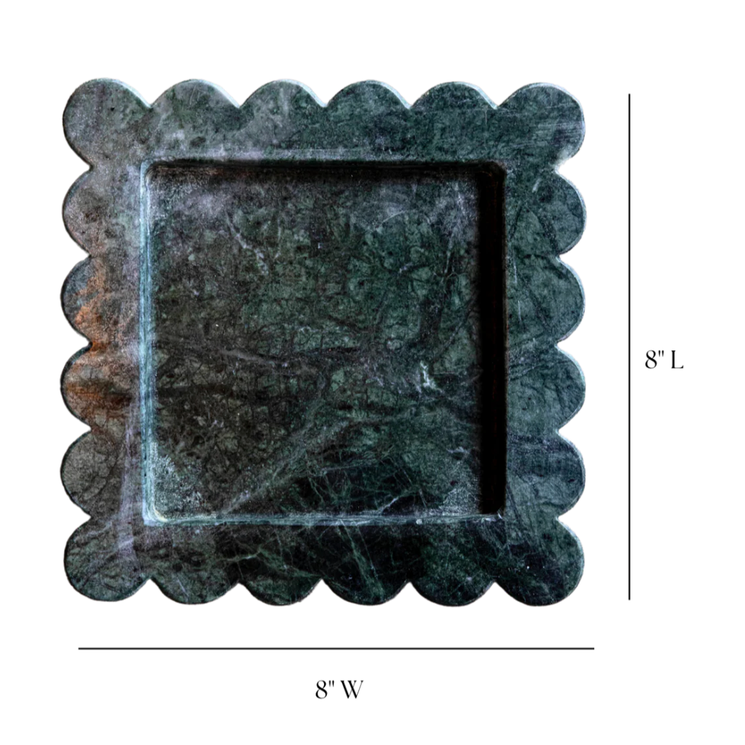 Emerald Scalloped Marble Tray