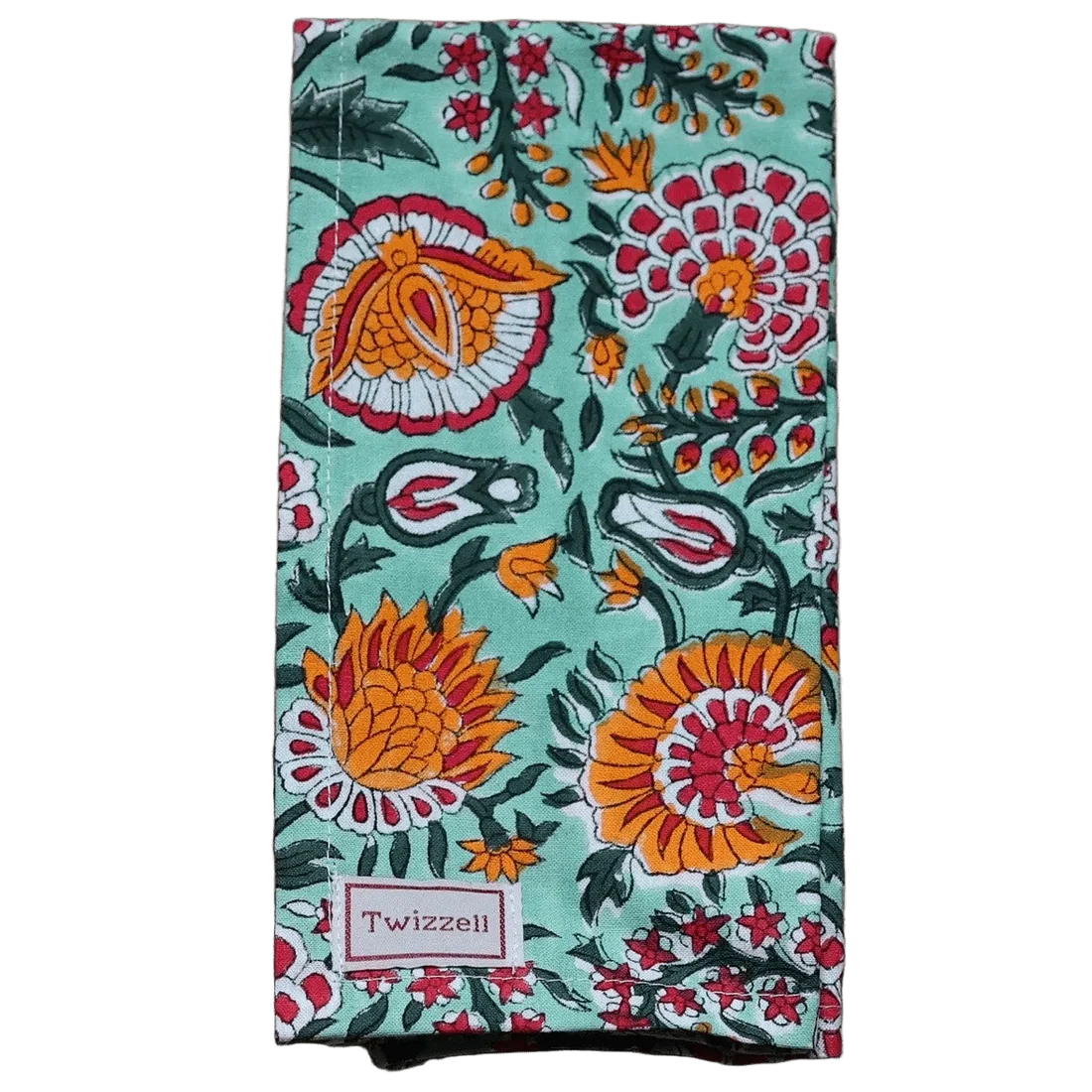 Green, Red and Yolk Floral Napkin x 4