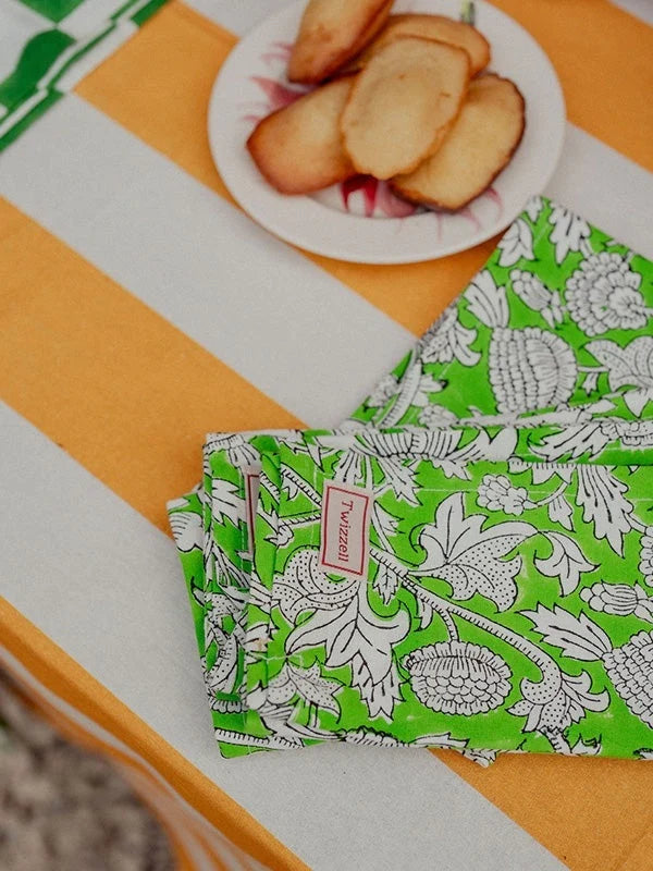 Yellow and White Stripe Tablecloth