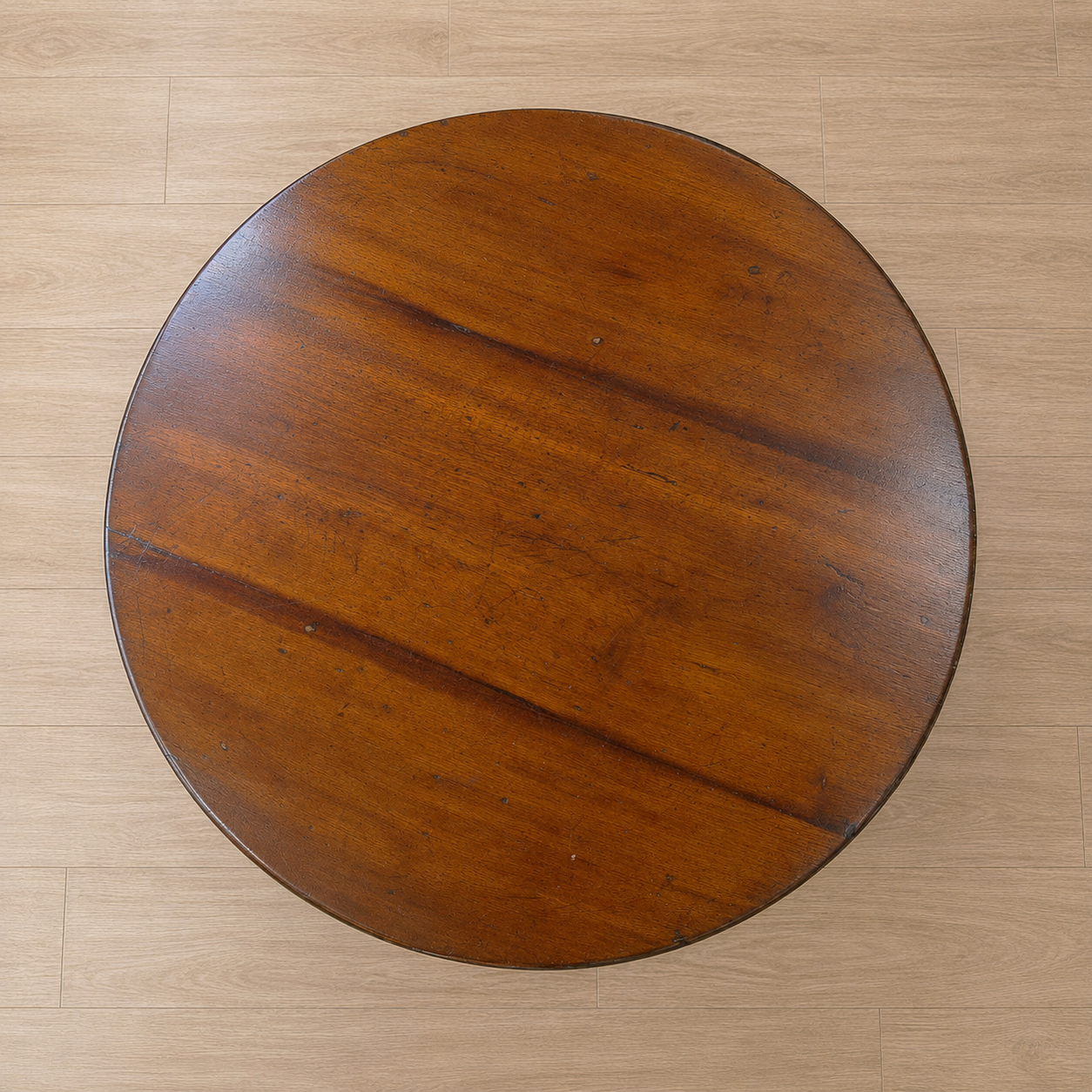 Vintage Round Oak Wood Table