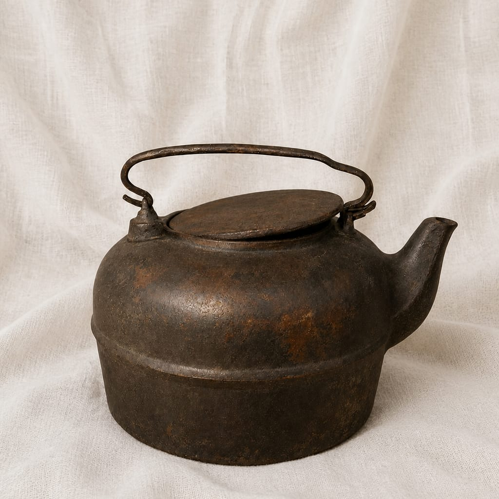 Vintage Primitive Cast Iron Tea Kettle with Lid