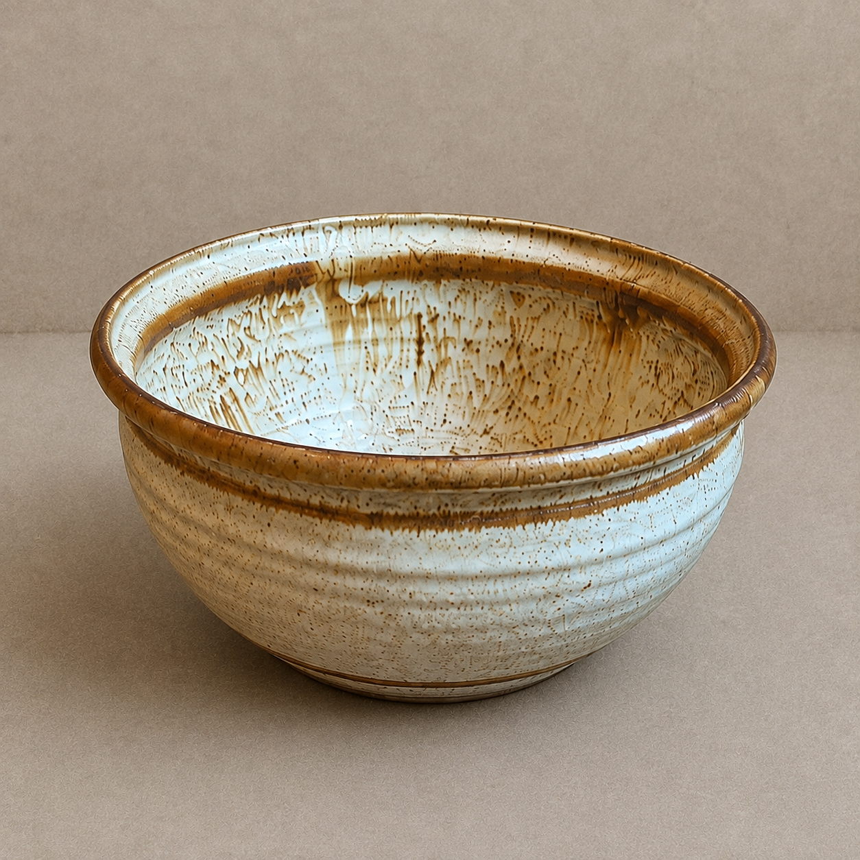 Vintage Speckled Drip-Glaze Ceramic Bowl