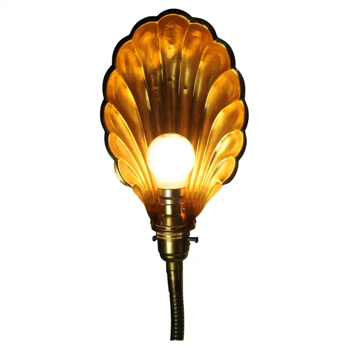 Vintage Mid-Century Brass Clamshell Desk Lamp