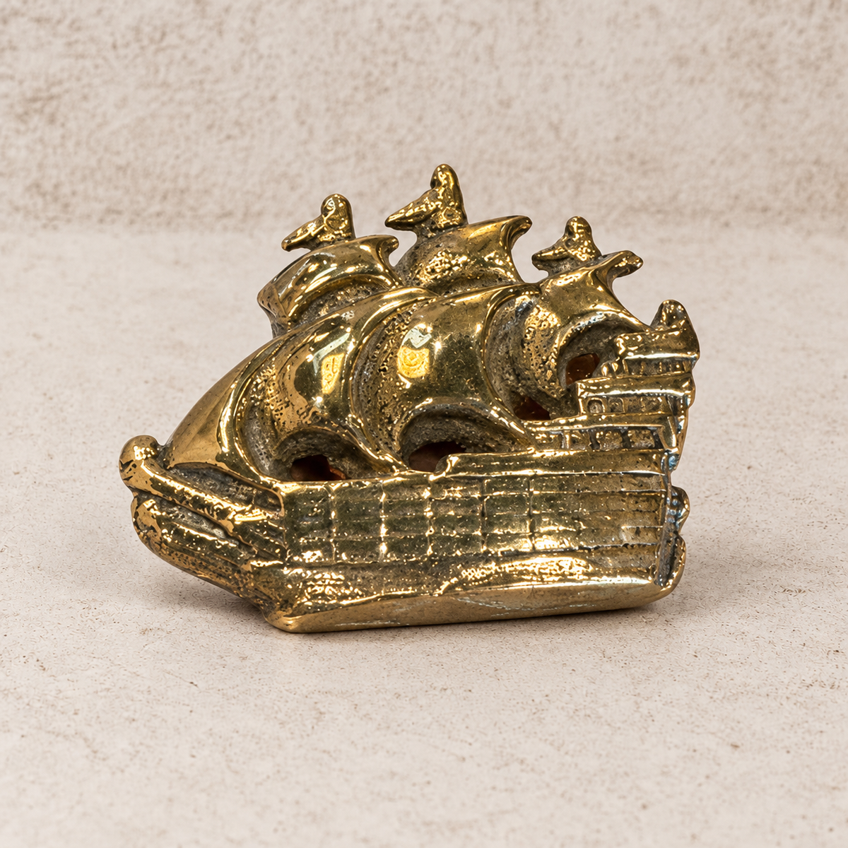 Vintage Brass Galleon Ship Paperweight