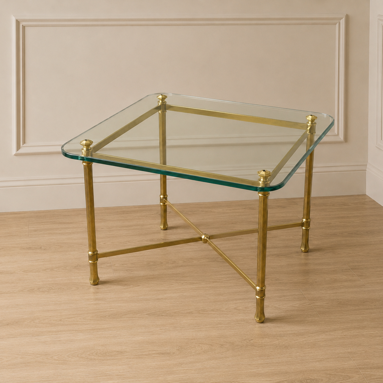 Vintage LaBarge Glass and Brass Coffee Table