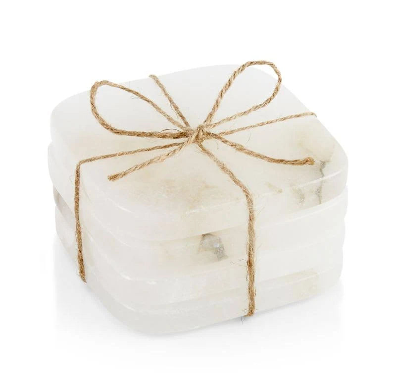 White Alabaster Coaster Set of 4