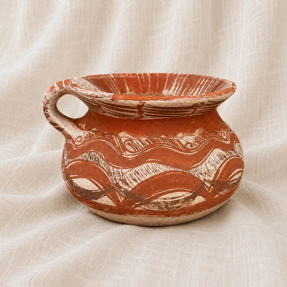 Vintage Hand-Painted Terracotta Vessel