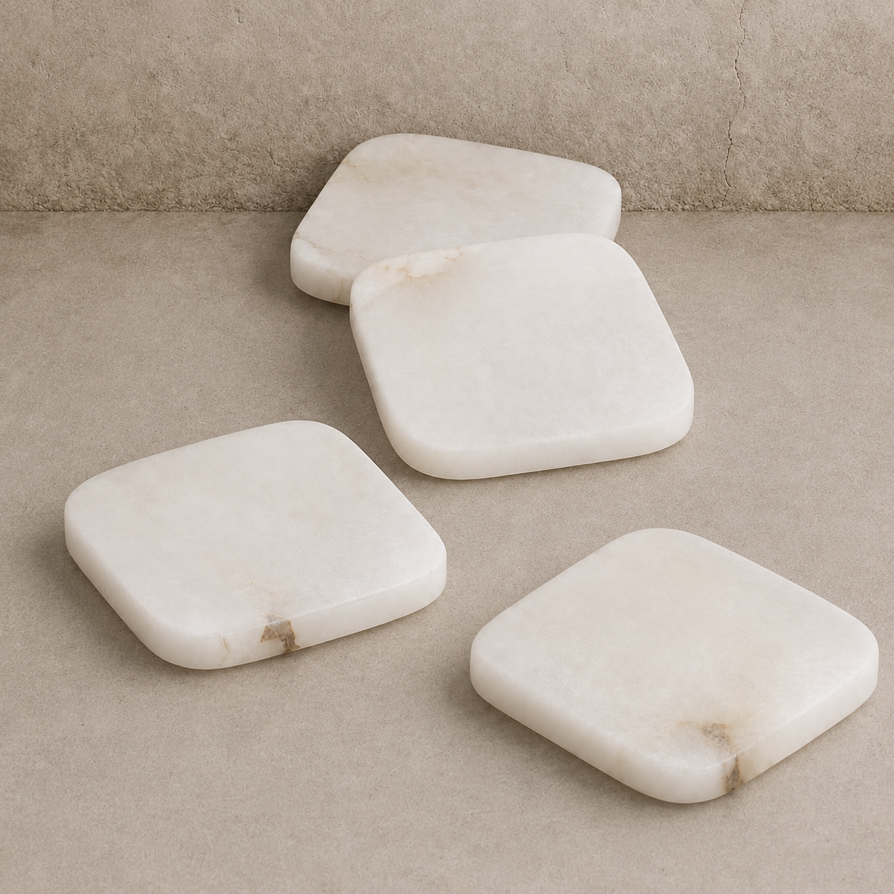 White Alabaster Coaster Set of 4