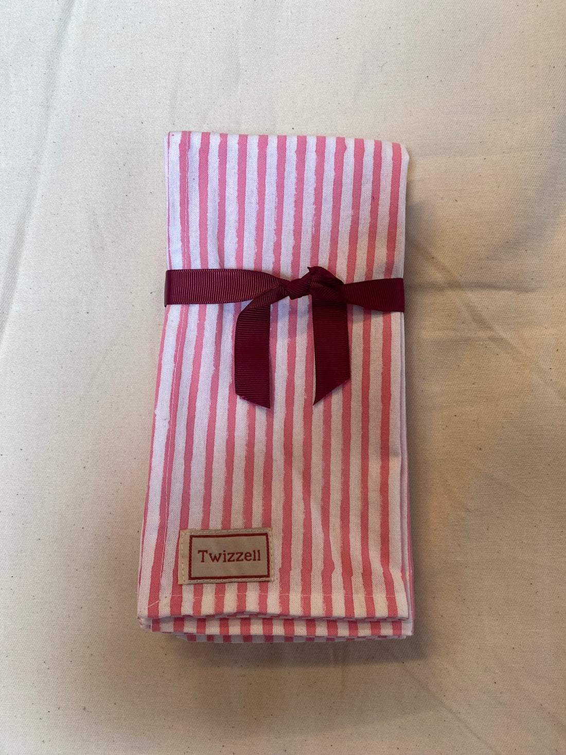 Pink and White Pinstripe Napkin x 4
