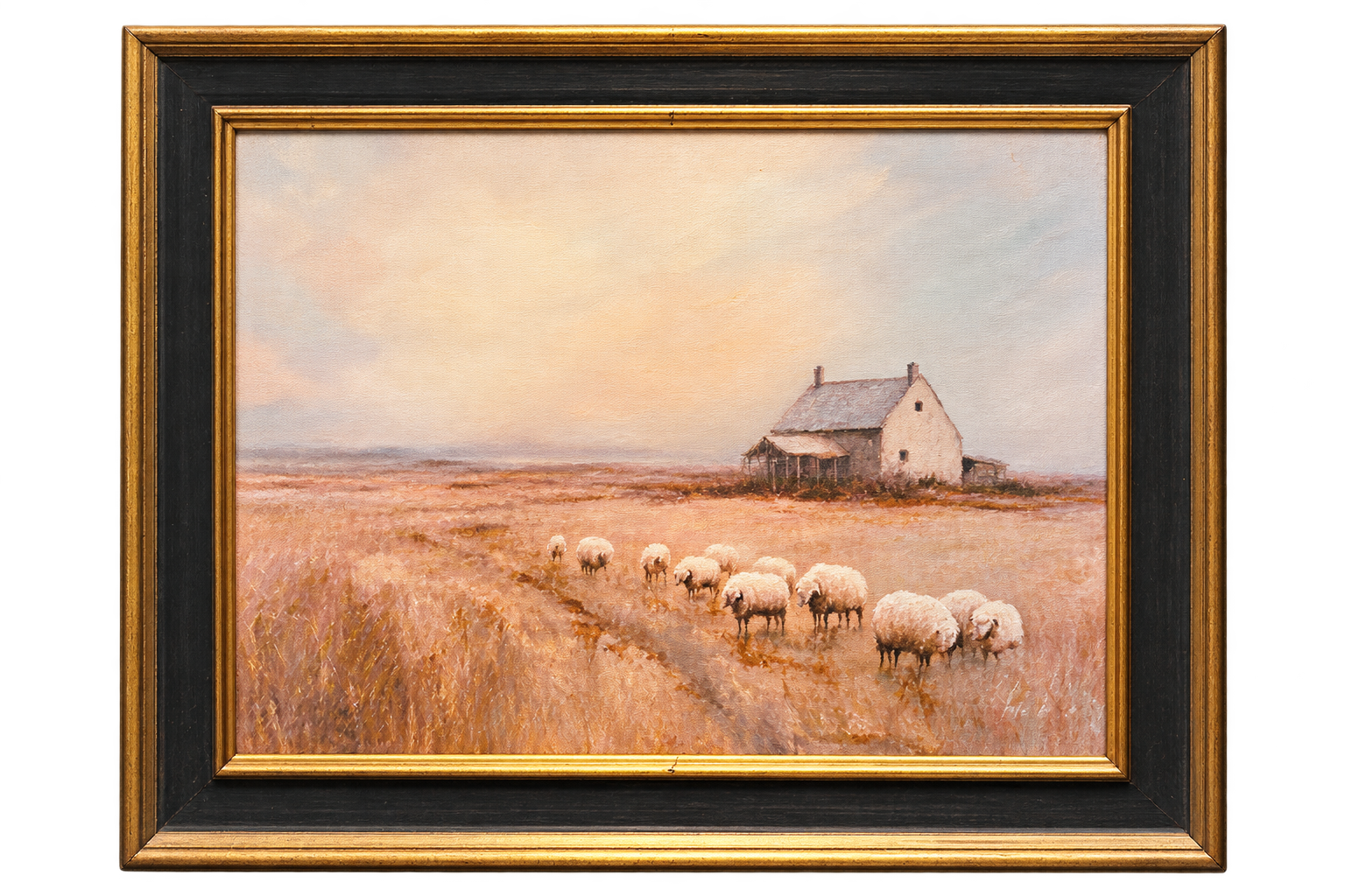 Vintage Farmland | French Brass Gold Mould Framed Art