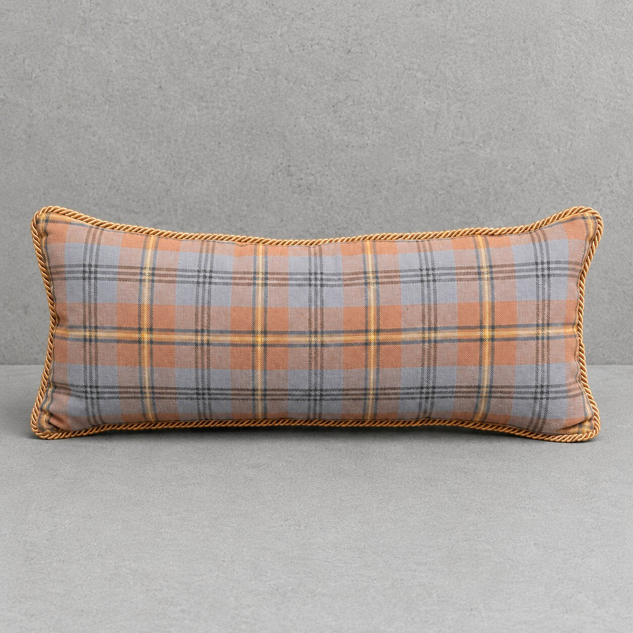 Custom Locharron BlueGrey & Brown Tartan Velvet Lumbar Pillow