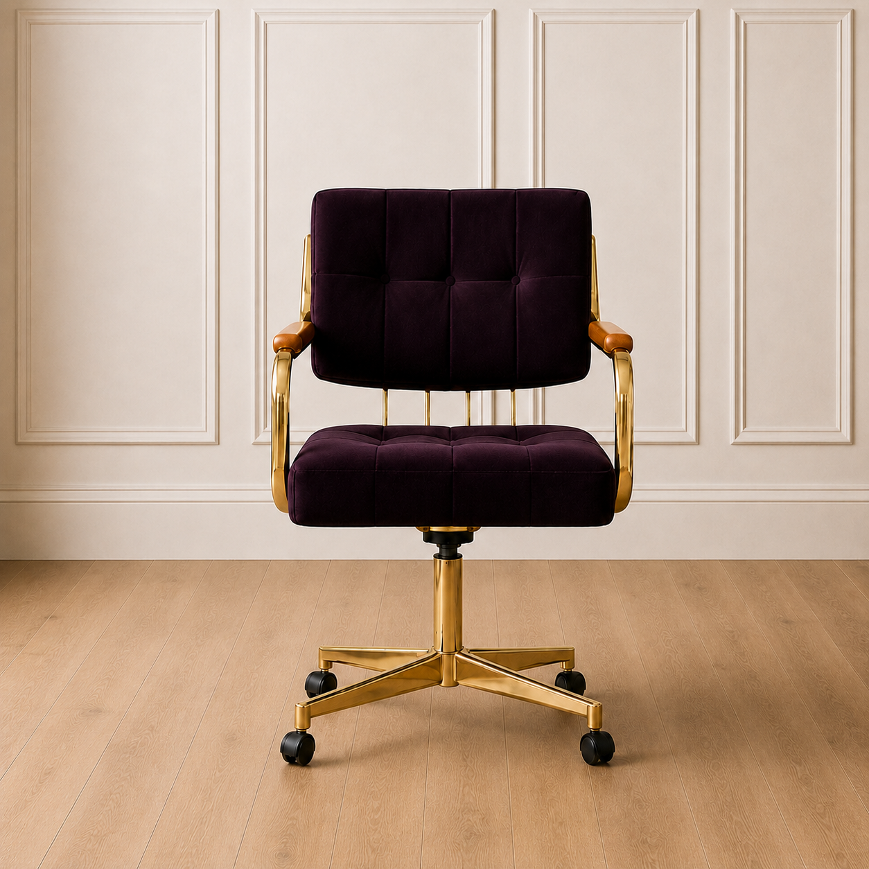 Plum Velvet Swivel Chair, Pair Available