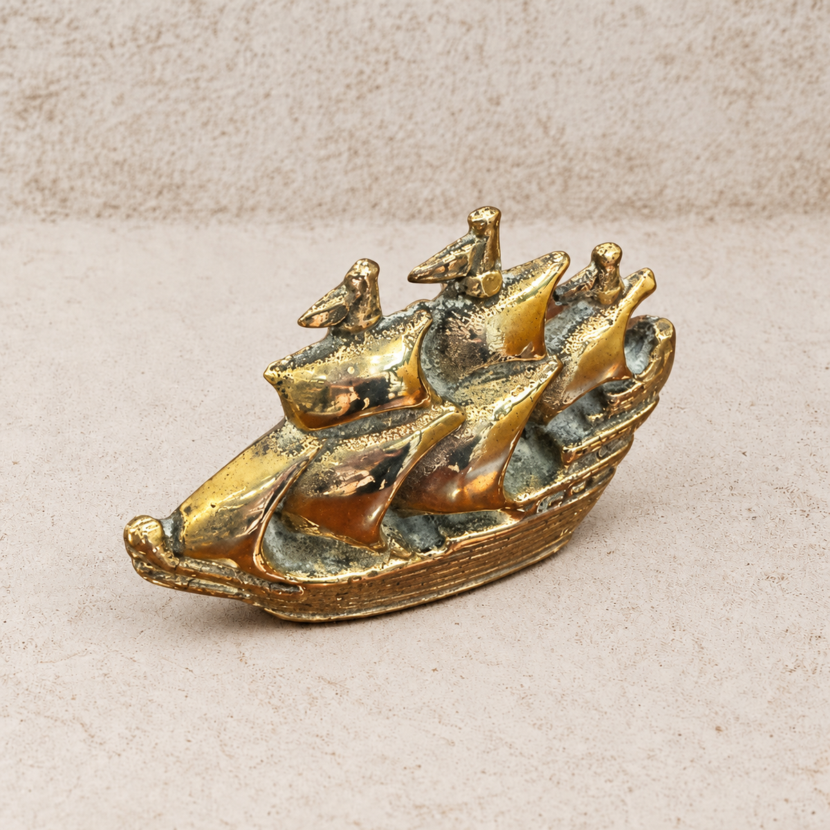 Vintage Brass Galleon Ship Paperweight