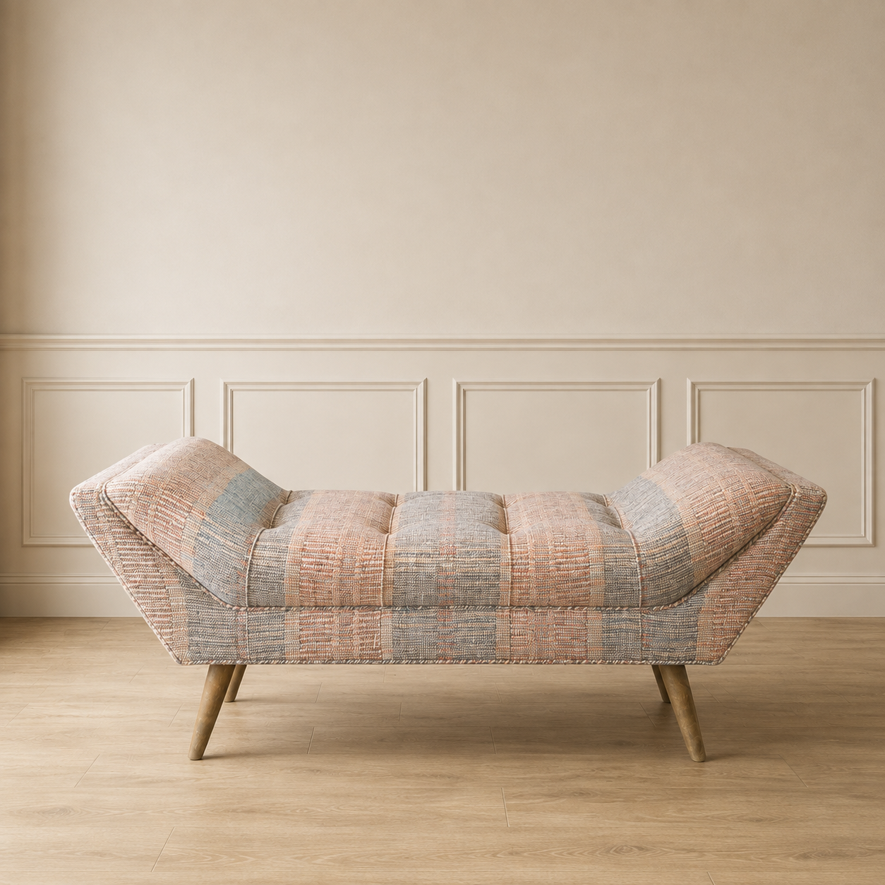 Mid Century Modern Designer Textile  Bench