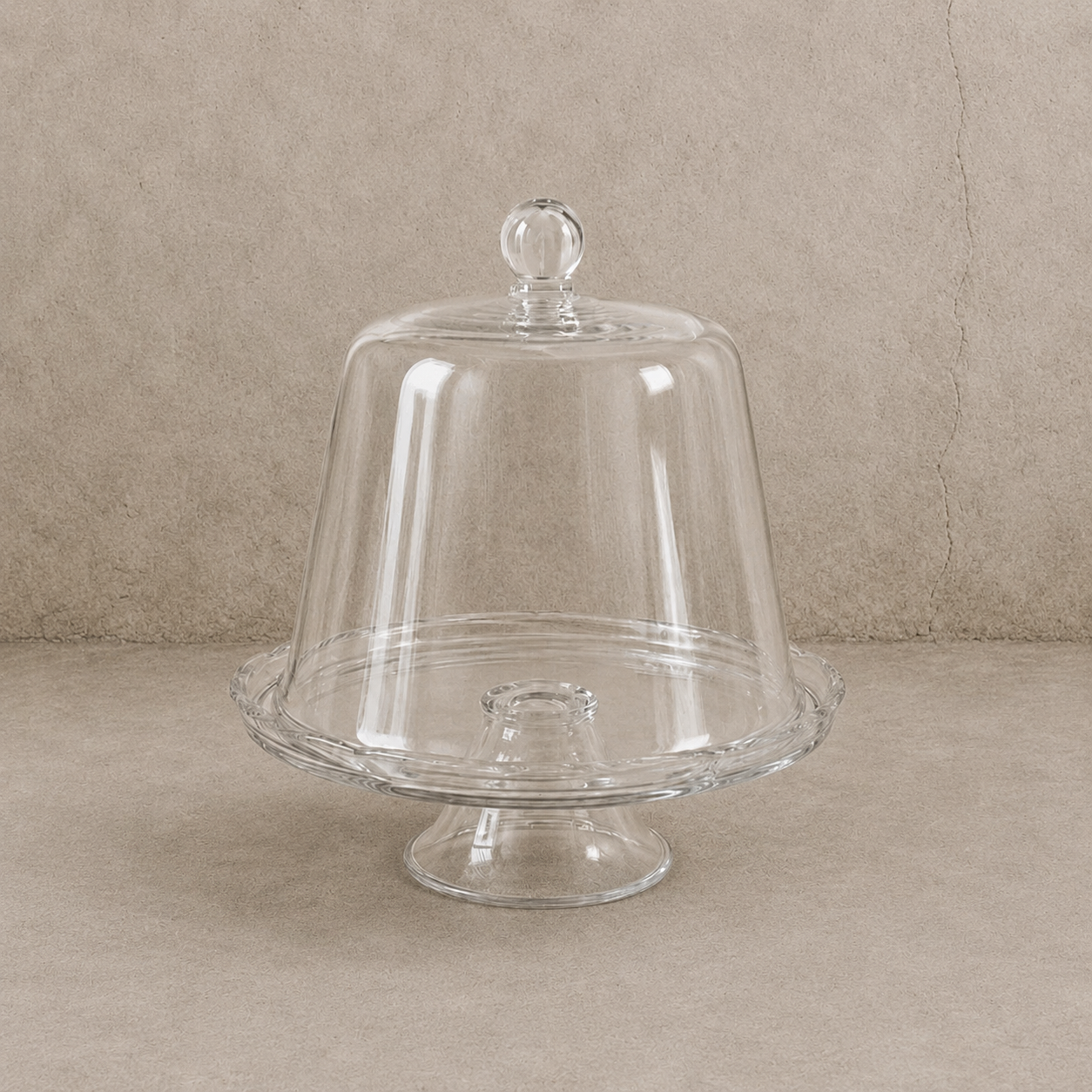 Vintage Glass Cloche with Pedestal Tray