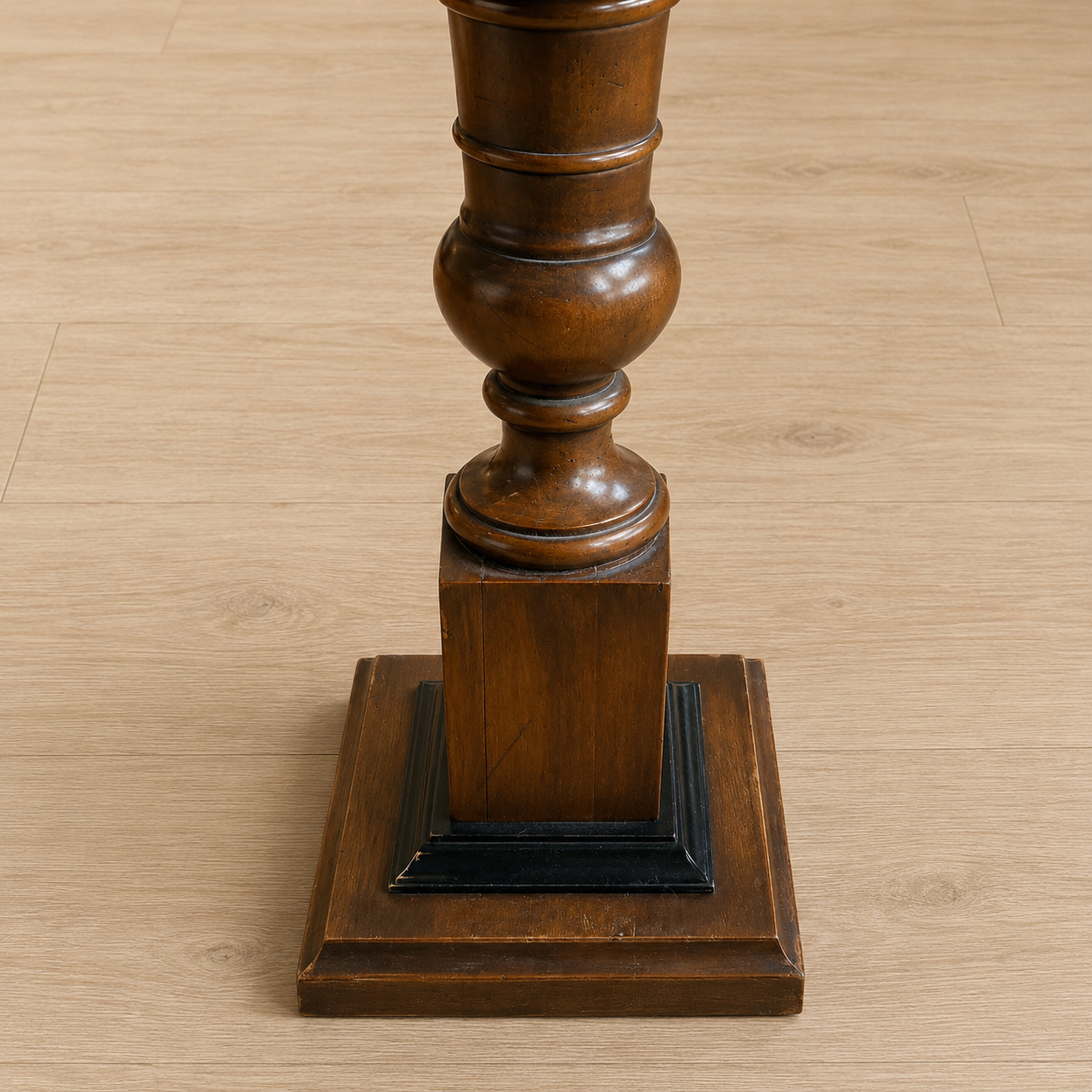 Round Marble and Wood Side Table
