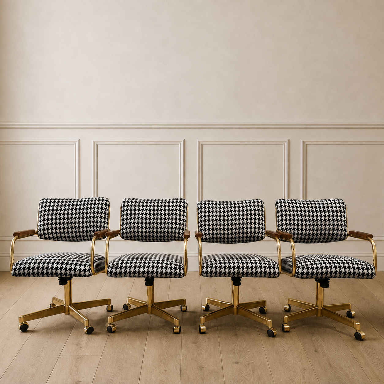 Houndstooth Swivel Chairs (Set of 4 Available)