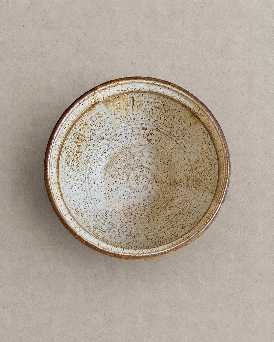 Vintage Speckled Drip-Glaze Ceramic Bowl