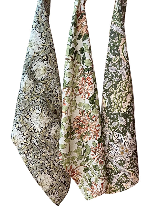 Stonewashed Linen Tea Towels - Wmmorris Honeysuckle