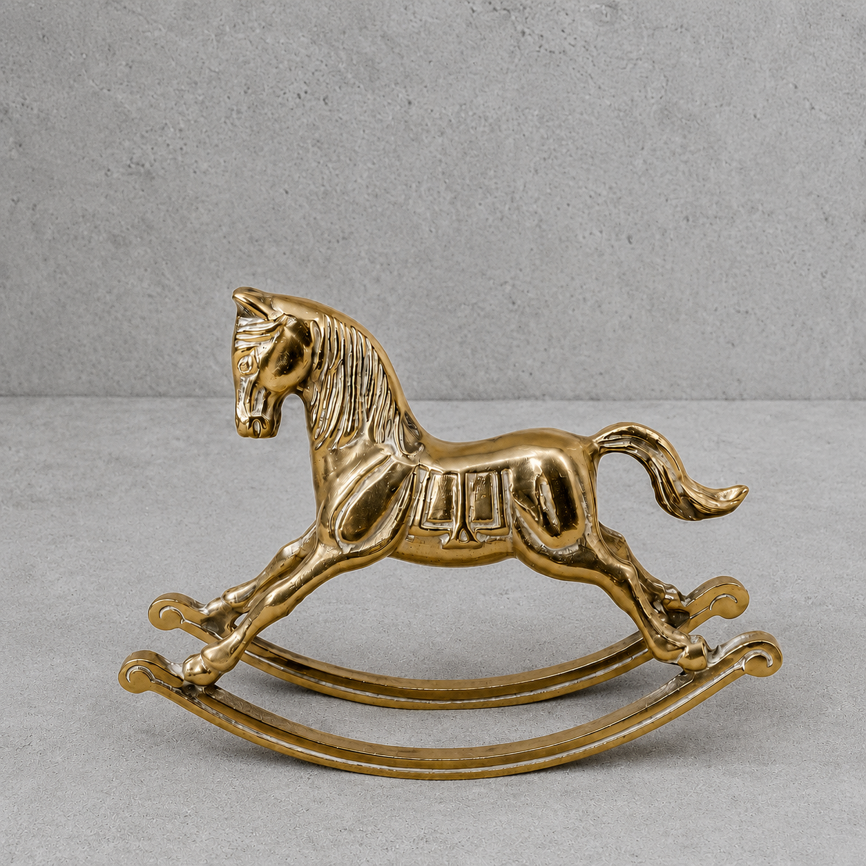 Vintage Solid Brass Rocking Horse Figurine