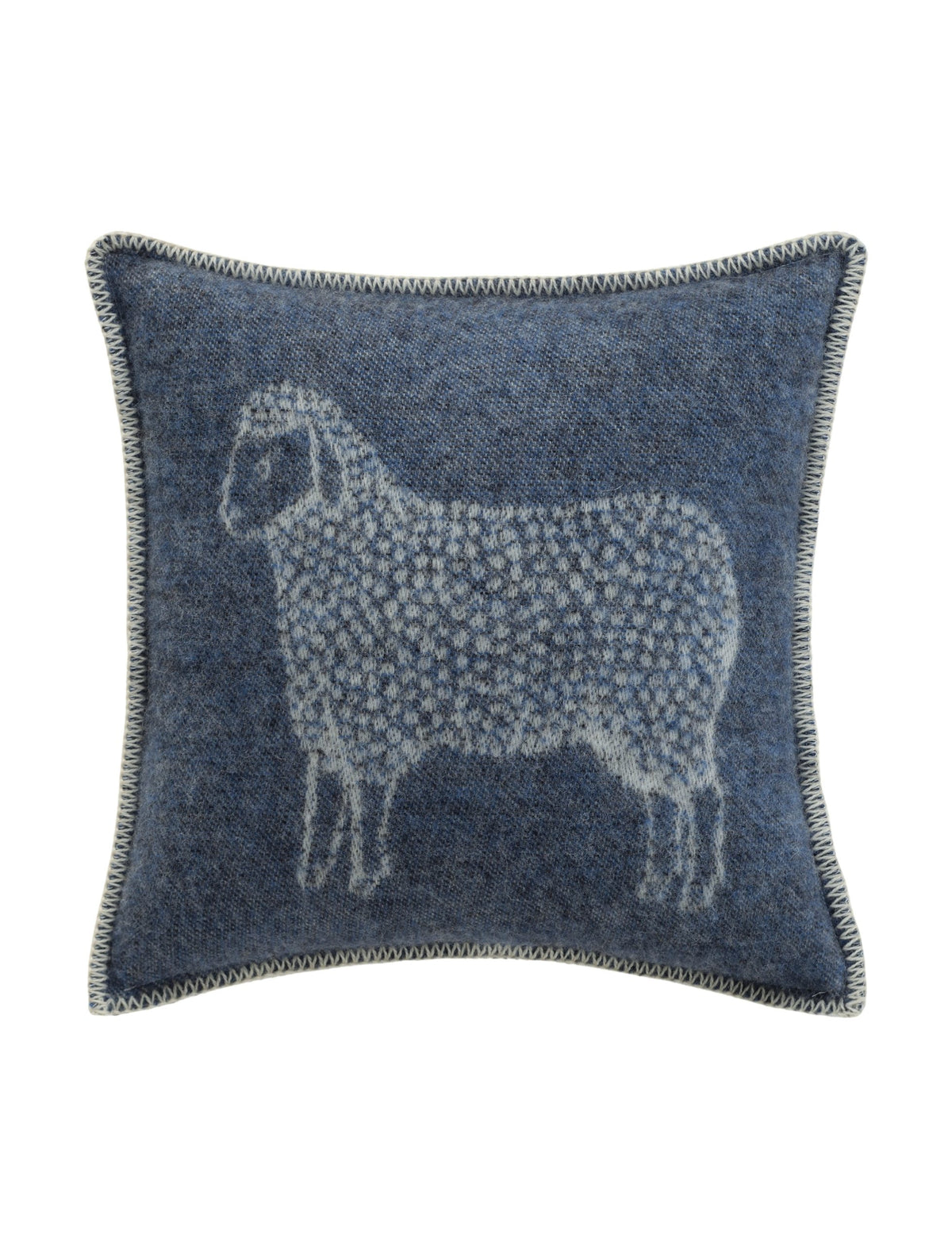 Denim Blue Sheep Wool Cushion Cover