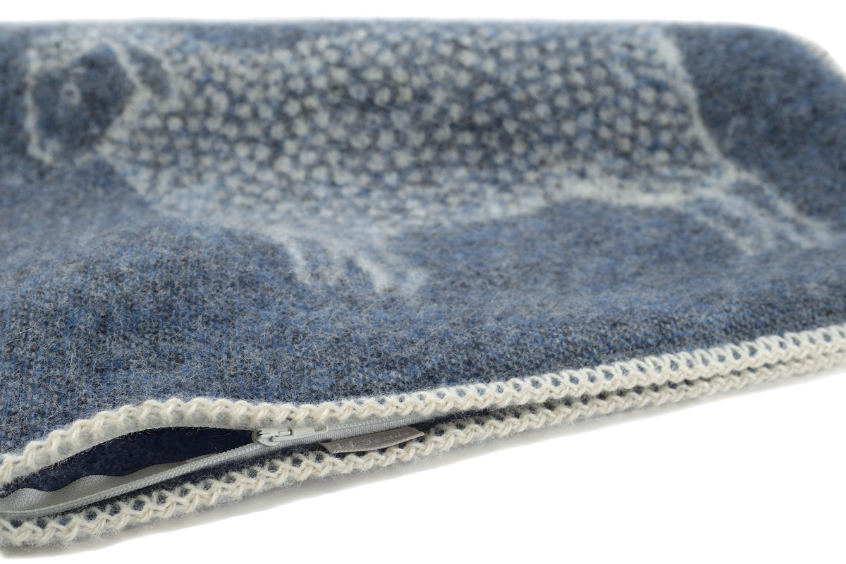 Denim Blue Sheep Wool Cushion Cover
