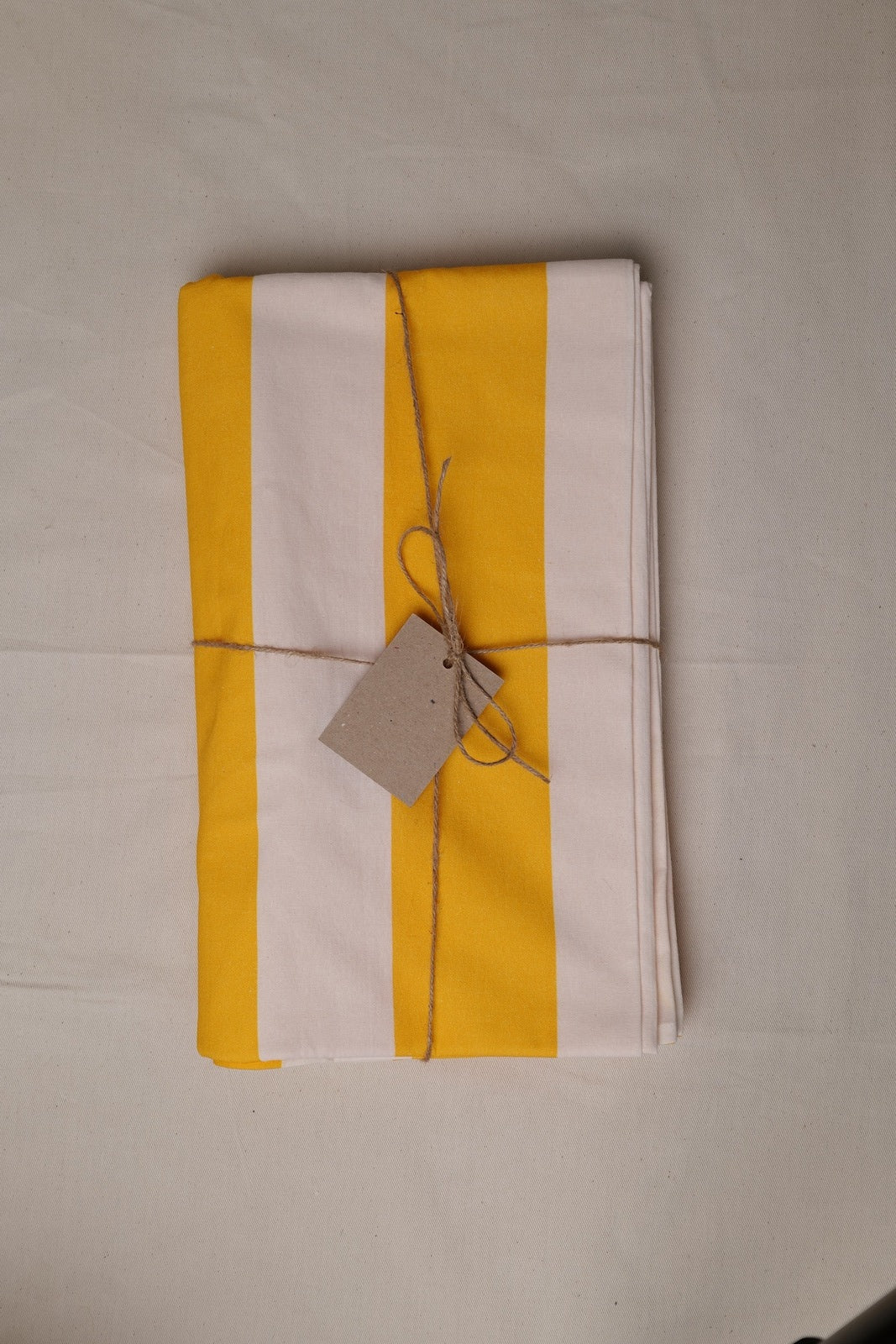 Yellow and White Stripe Tablecloth
