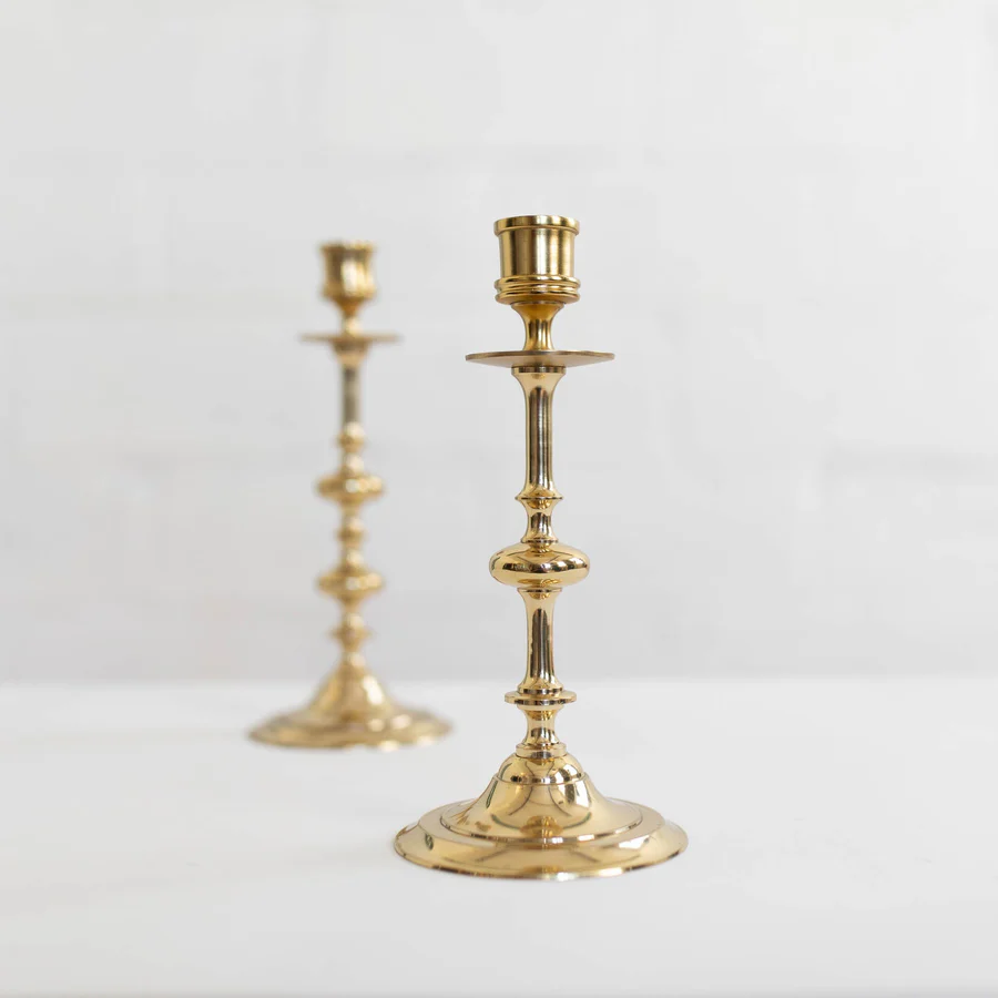 Thomas O'Brien Polished Brass Candlestick