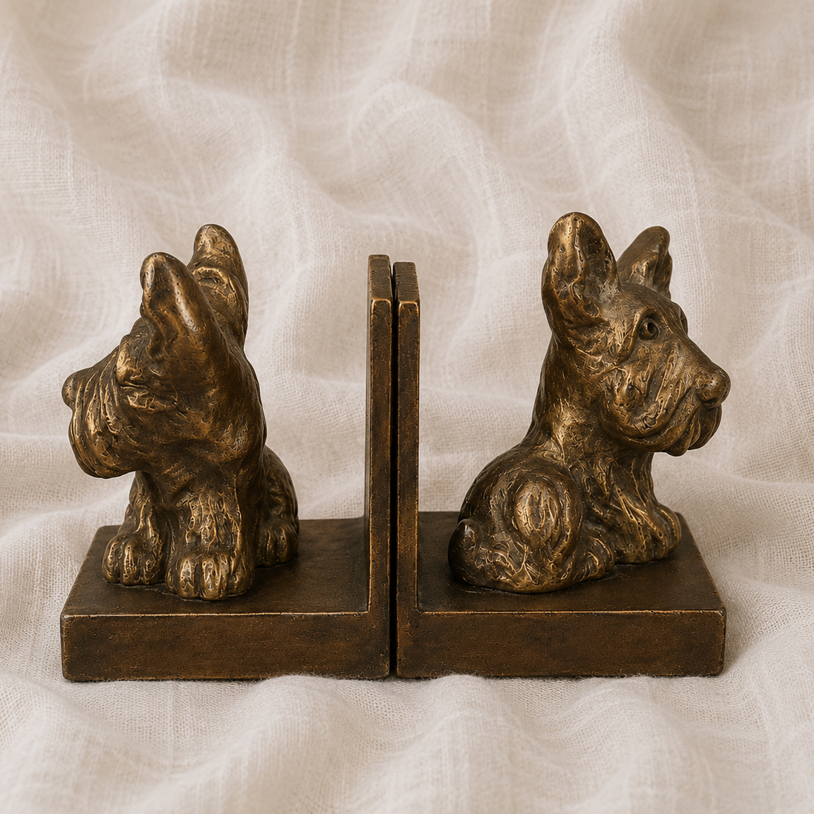 Vintage Scottie Dog Cast Metal Bookends