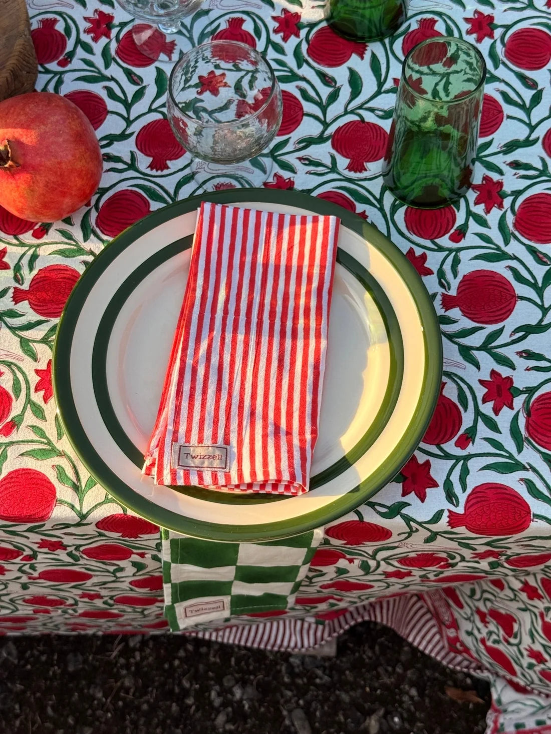 Red and White Pinstripe Napkin x 4