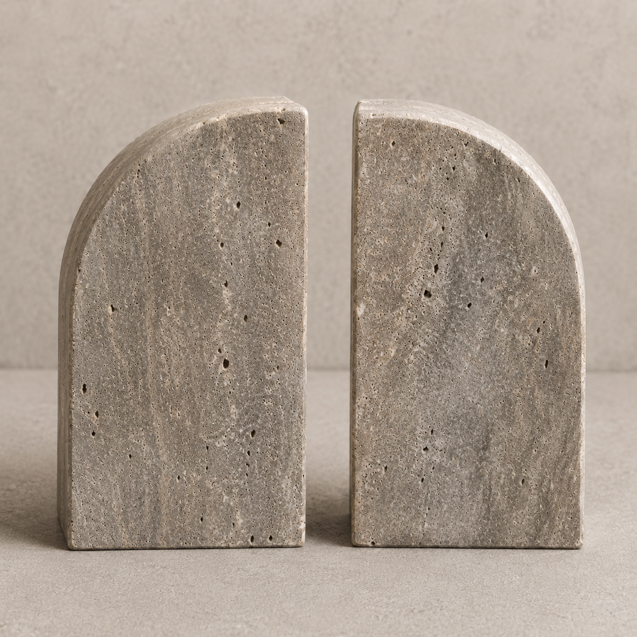Titanium Travertine Bookend Pair